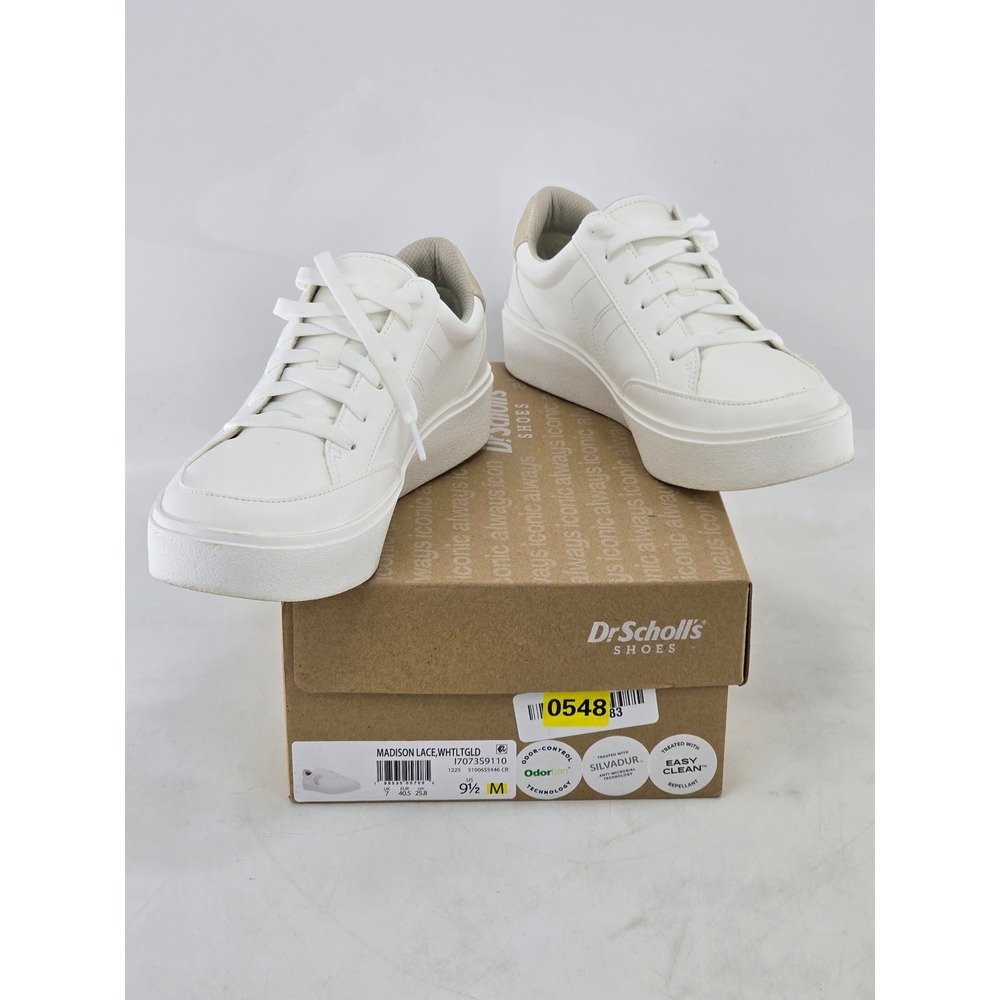 Dr. Scholls Madison Lace Sneaker Womens 9.5 White Gold Platform - Excellent